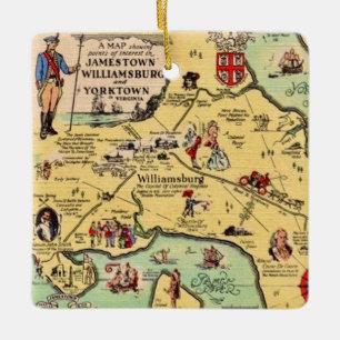 Historisk Williamsburg-karta Julgransprydnad Keramik
