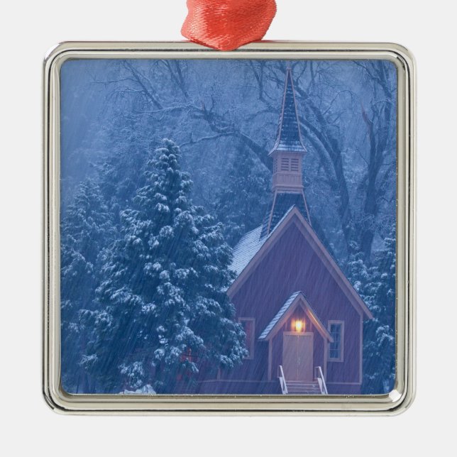 Historisk Yosemite Valley Chapel under tung Julgransprydnad Metall (Framsidan)