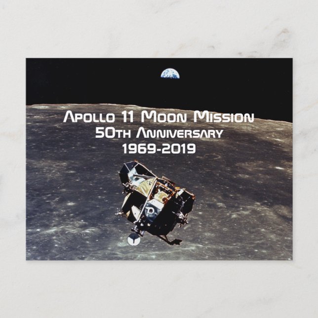 Historiska Apollo 11 månuppdragets 50-årsjubileum Vykort (Framsida)