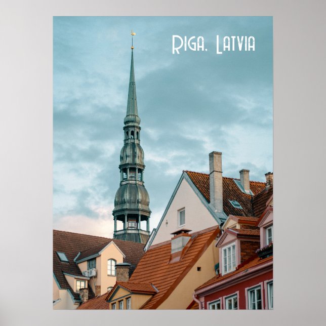Historiska byggnader i Gamla Riga, Lettland Poster (Framsidan)