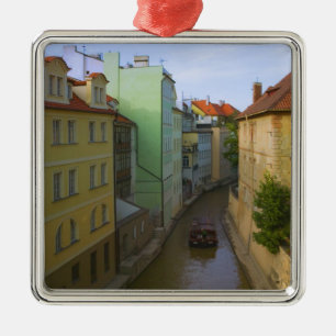 Historiska byggnader med kanal, Prag, Tjeckien Julgransprydnad Metall