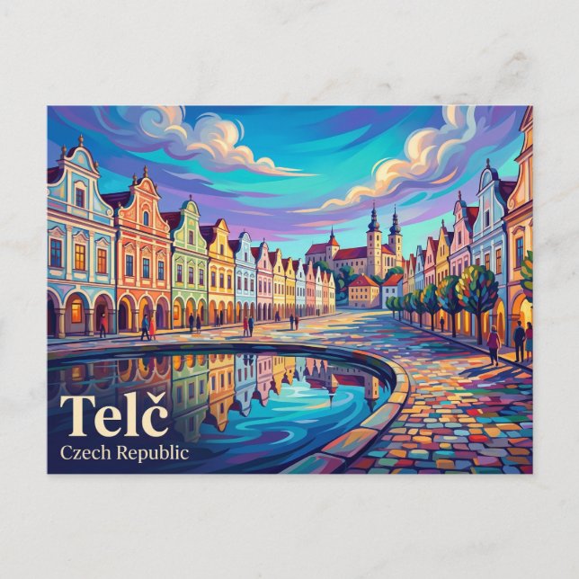Historiska centrumet i Telč Tjeckien Vykort (Framsida)