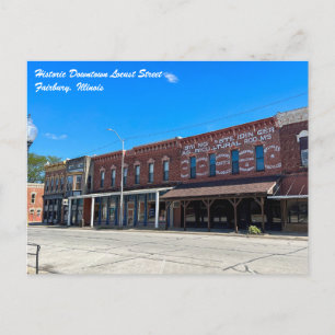 Historiska Downtown Fairbury Illinois Vykort
