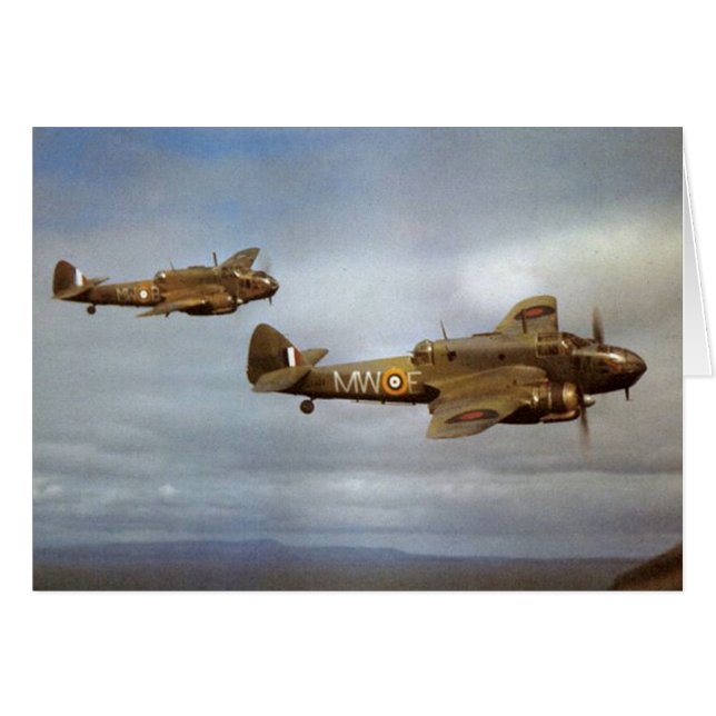 Historiska flygplan WW2 i flyg Hälsningskort (Framsidan Horizontal)