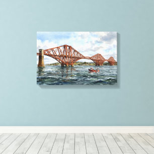 Historiska Forth Rail Bridge Skottland Akvarell Canvastryck