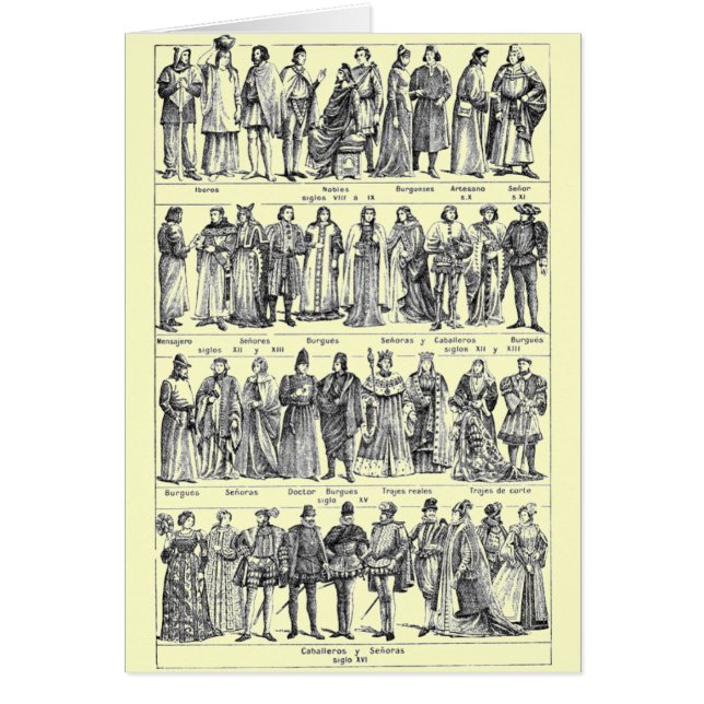 Historiska kostnader hälsningskort (Framsidan)