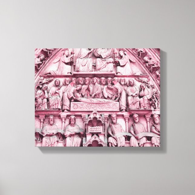 Historiska, kristna skulpturer Notre Dame Paris Canvastryck (Framsida)