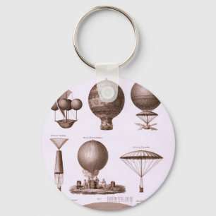 Historiska luftballongdesigner nyckelring