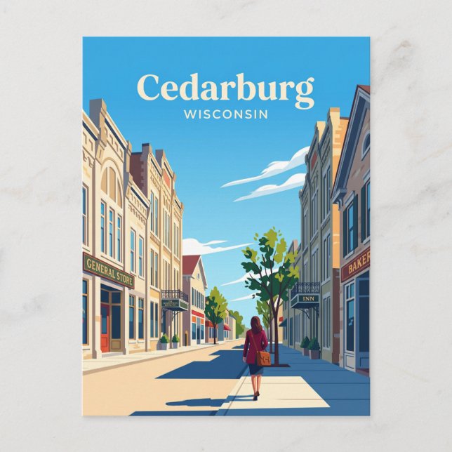 Historiska Main Street, Cedarburg USA Vykort (Framsida)