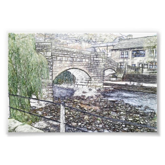 Historiska packhästbron i Hebden Bridge Fototryck (Framsidan)