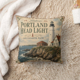 Historiska Portland Head Light Cape Elizabeth Main Kudde