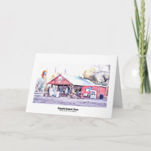 Historiska Route 66 Allmänna Butik Akvarell Kort