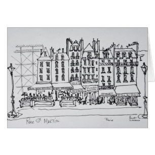 Historiska Rue St. Martin, Paris, Frankrike Hälsningskort