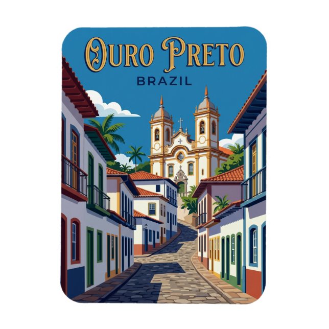 Historiska staden Ouro Preto Brasilien Magnet (Vertikal)