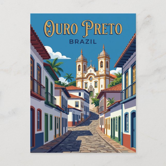 Historiska staden Ouro Preto Brasilien Vykort (Framsida)
