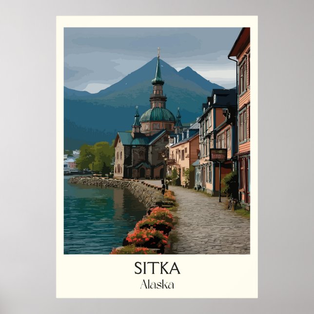Historiska strandpromenaden i Sitka, Alaska Poster (Framsidan)