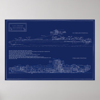Historiska ubåten Croakers ritning Poster