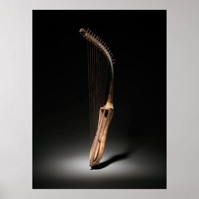 Historiskt egyptiskt fotografi av Arched Harp Poster (Framsidan)