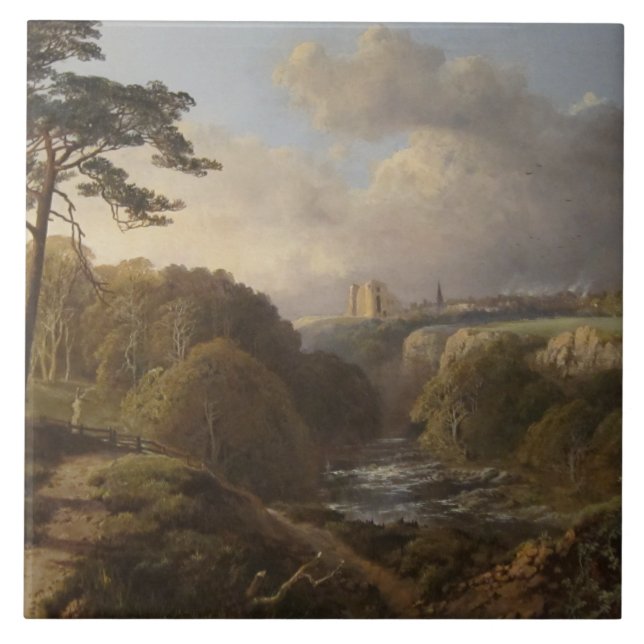 Historiskt engelskt landskap i Derbyshire County Kakelplatta (Framsidan)