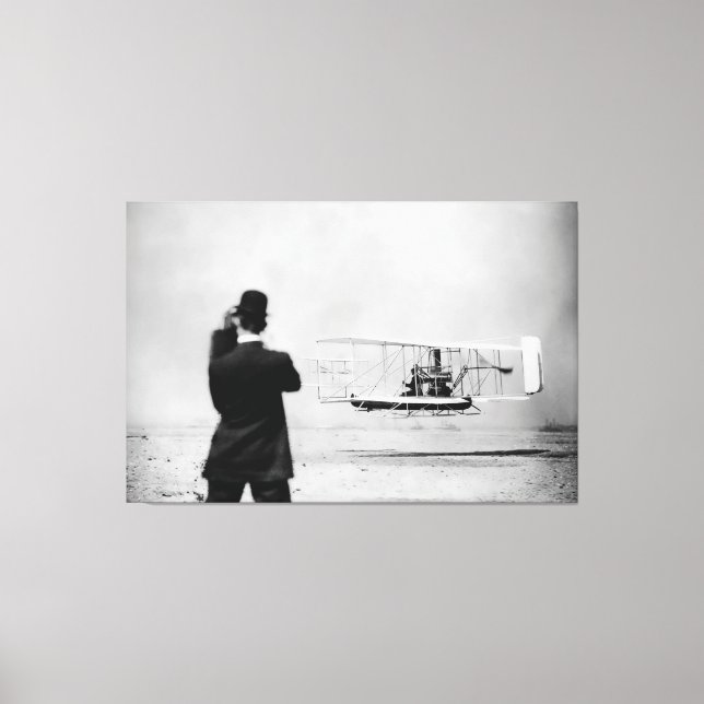 Historiskt första flyg över Vatten - W. Wright 190 Canvastryck (Framsida)