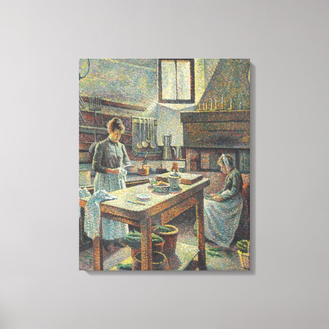 Historiskt Fransk Kitchen (av Maximilien Luce) Canvastryck (Framsida)