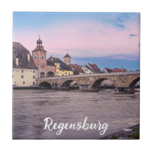 Historiskt gammal stad i Regensburg, Tyskland Kakelplatta