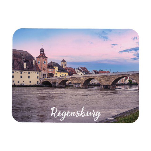 Historiskt gammal stad i Regensburg, Tyskland Magnet (Horisontell)