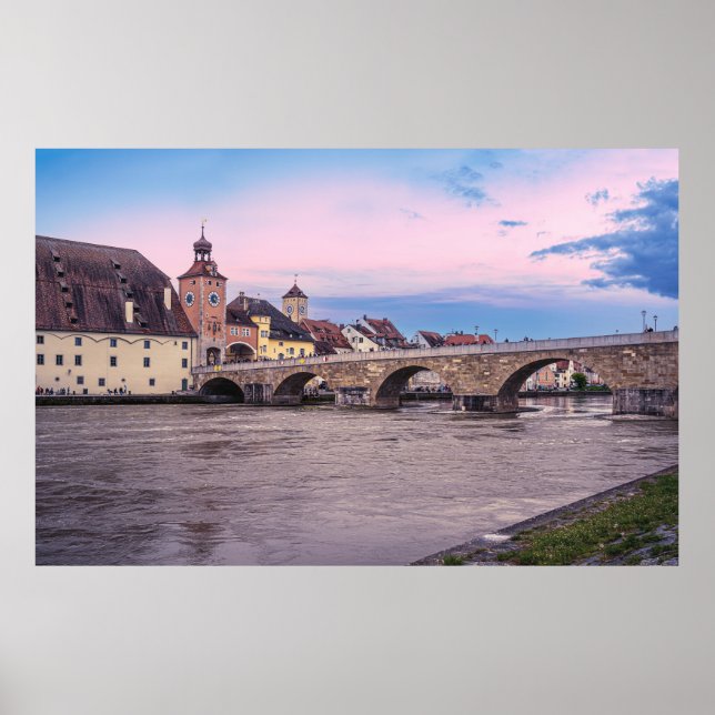 Historiskt gammal stad i Regensburg, Tyskland Poster (Framsidan)