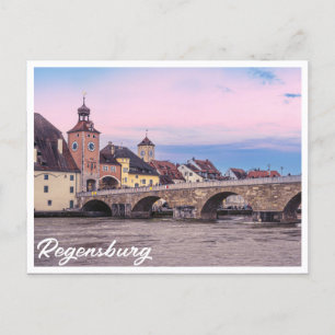 Historiskt gammal stad i Regensburg, Tyskland Vykort