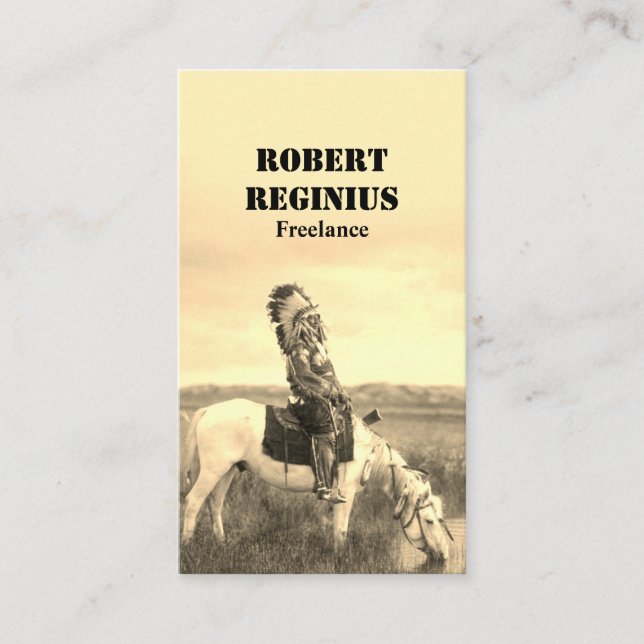 Historiskt indisk amerikansk chef Sepia Visitkort (Framsida)