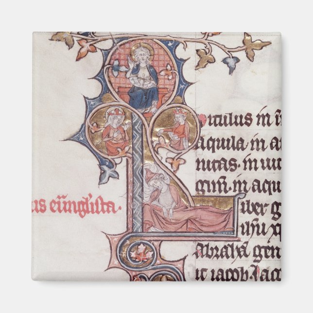 Historiskt inledande "L" som skildrar Träd i Magnet (Framsidan)