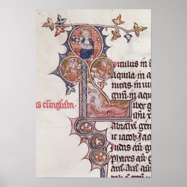 Historiskt inledande "L" som skildrar Träd i Poster (Framsidan)