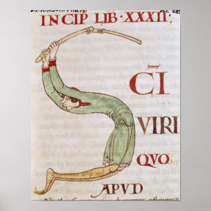 Historiskt inledande 'S' som skildrar en man Poster