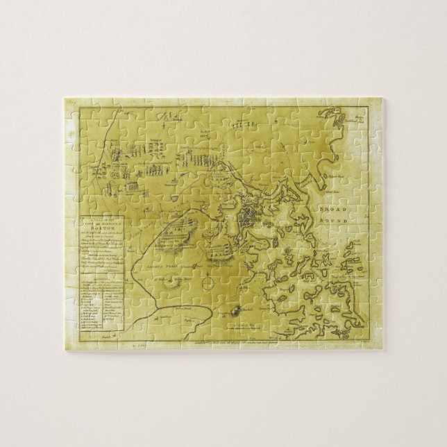 Historiskt Karta Boston American Revolutionary Kri Pussel (Horisontell)