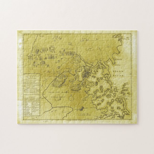 Historiskt Karta Boston American Revolutionary Kri Pussel (Horisontell)