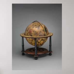 Historiskt kelestialt globefoto (1621) poster