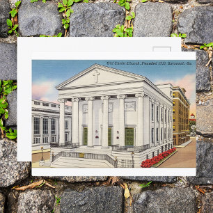 Historiskt Kristi kyrka Savannah GA-retro Vykort