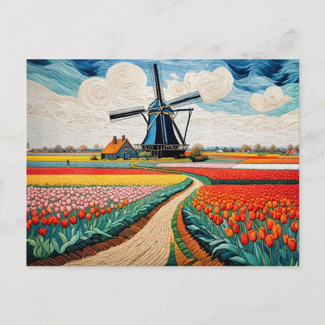 Historiskt Kvarn i Blooming Countryside Helg Vykort (Framsida)