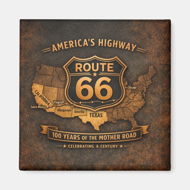Historiskt landmärke Route 66 Magnet (Framsidan)