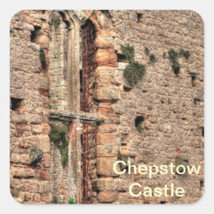 Historiskt medieval Chepstow Castle Window Fyrkantigt Klistermärke