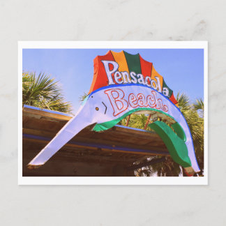 Historiskt Pensacola Beach Neon-tecken Vykort