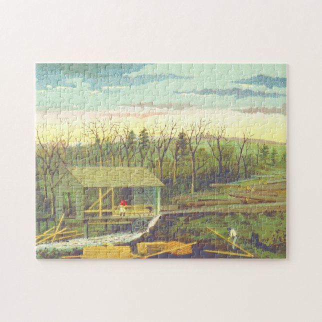 Historiskt sågverk pussel (Horisontell)