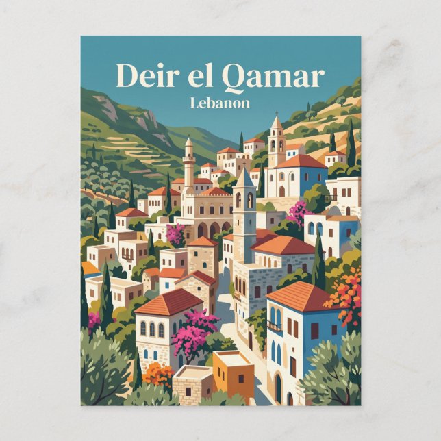 Historiskt samhälle, Deir el Qamar Libanon Vykort (Framsida)