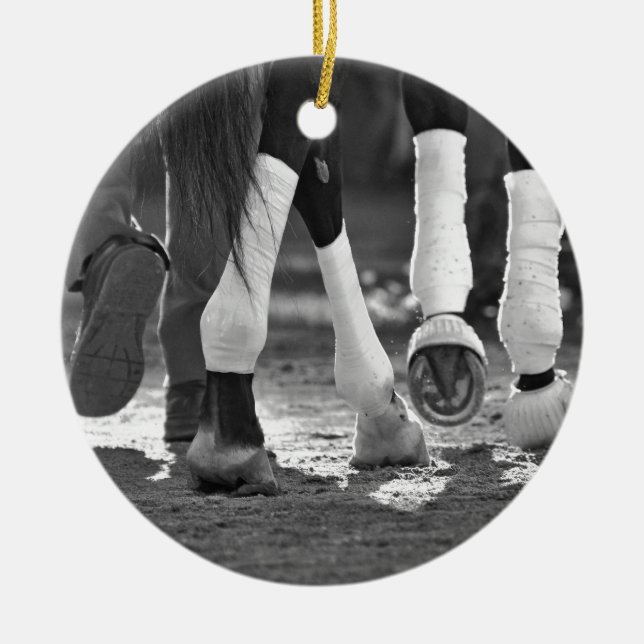 Historiskt Saratoga Tävling Course-Step Nicely Julgransprydnad Keramik (Framsidan)