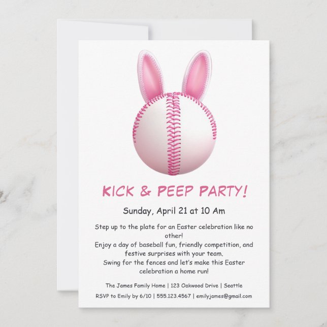 Hit & Peep-fest – Påskbasebollinbjudan Inbjudningar (Framsida)