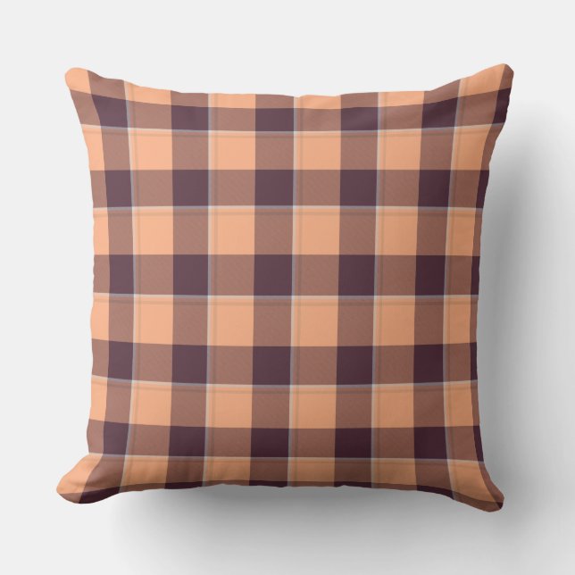Hit Pink and Livid Brown Plaid Kudde (Framsida)
