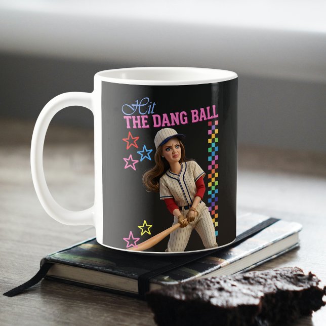 Hit The Dang Ball Funny Baseball Mom Doll Face Kaffemugg (Skapare uppladdad)