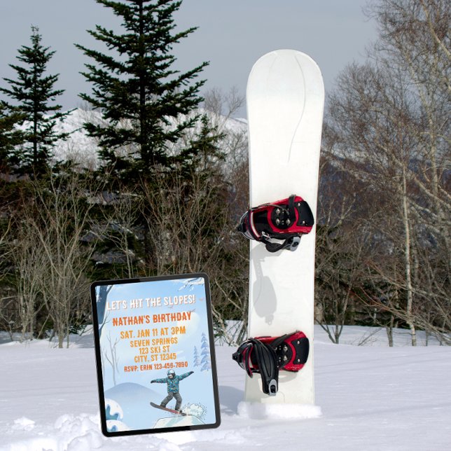 Hit the Slopes, Snowboard Boy Birthday Inbjudningar (Skapare uppladdad)