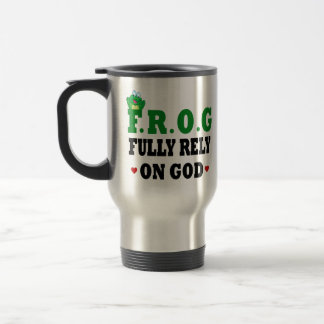 Hita helt på Gud Frog Resemugg
