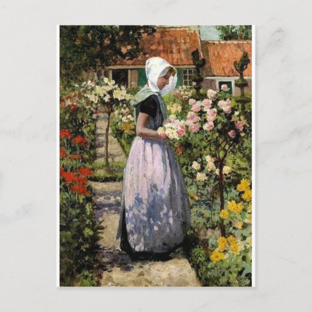 Hitchcock - Dutch Woman in Garden Vykort (Framsida)